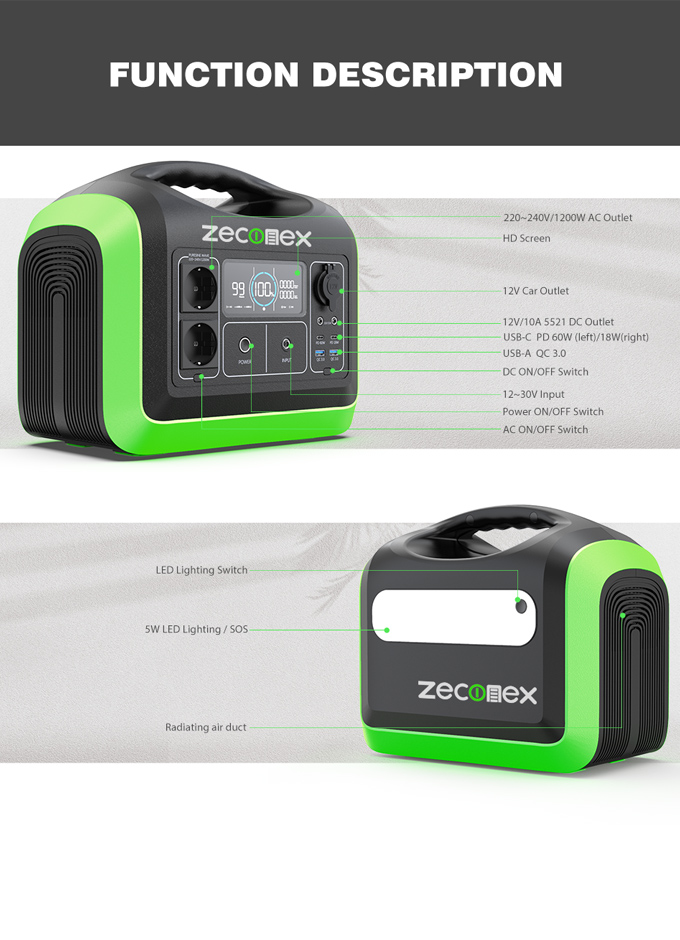 Zeconex 1200W Portable Power Station3
