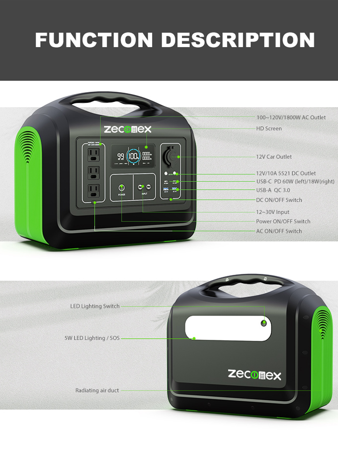 Zeconex 1800W Portable Power Station3