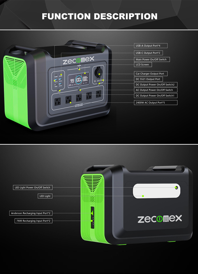 Zeconex 2400W Portable Power Station2