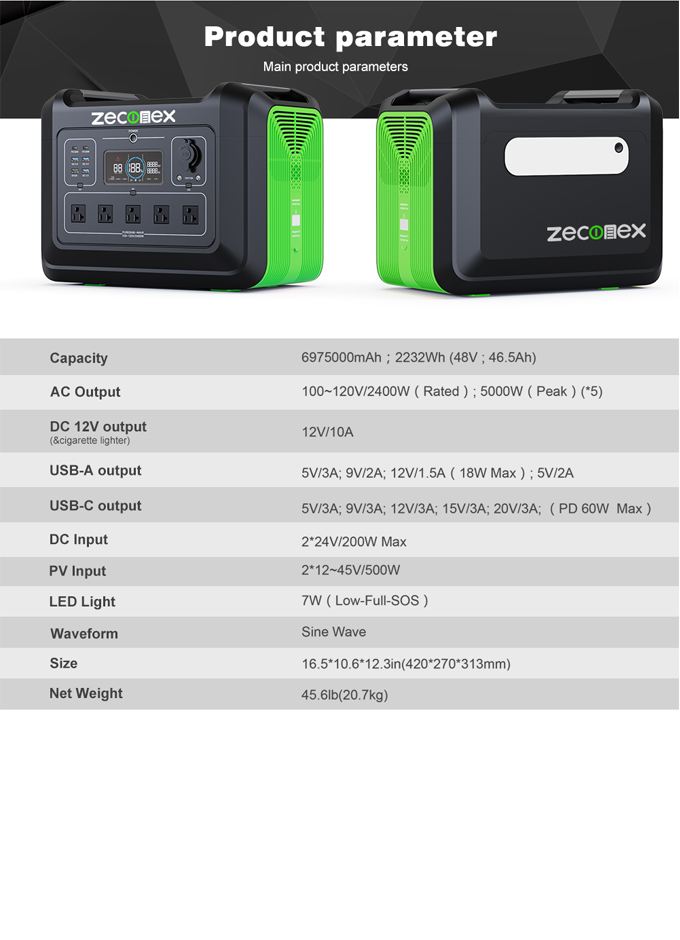 Zeconex 2400W Portable Power Station9