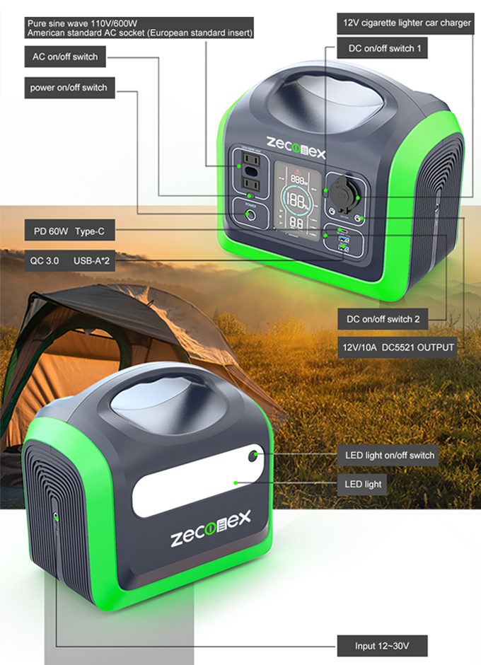 Zeconex 600W Portable Power Station2